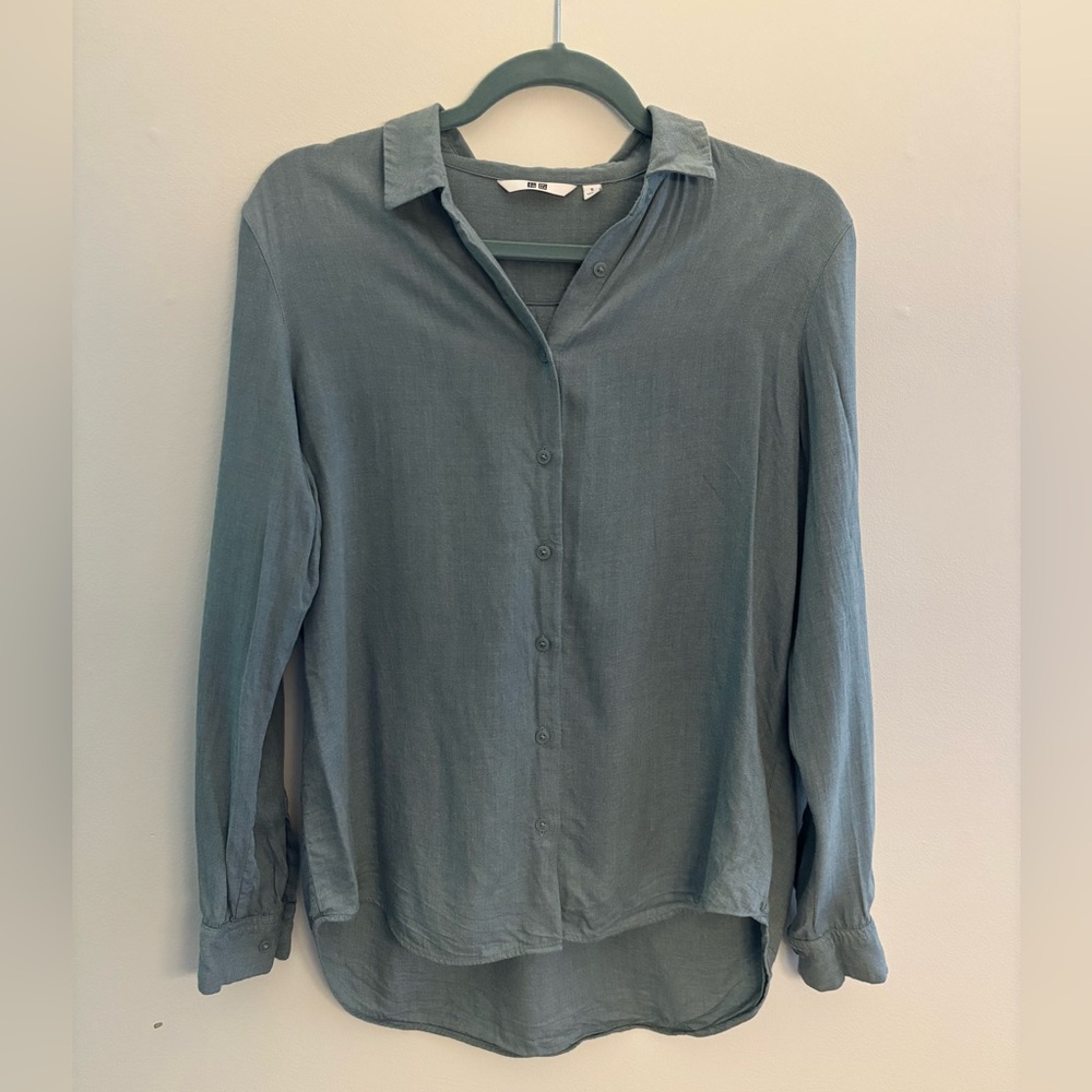 Mint Green Uniqlo Solid Flannel Shirt
